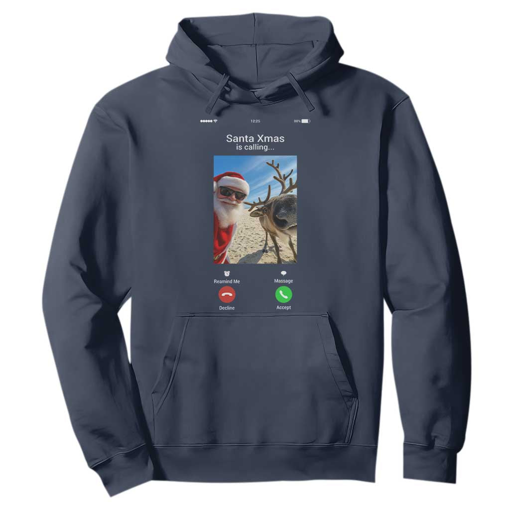 Santa Christmas Meme Hoodie Reindeer Video Call TS14 Navy Print Your Wear