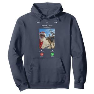 Santa Christmas Meme Hoodie Reindeer Video Call TS14 Navy Print Your Wear