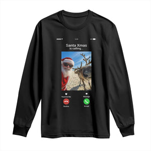 Santa Christmas Meme Long Sleeve Shirt Reindeer Video Call TS14 Black Print Your Wear