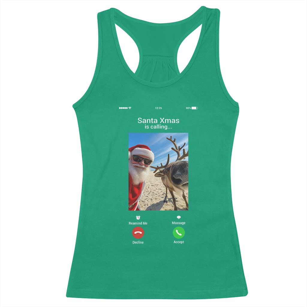 Santa Christmas Meme Racerback Tank Top Reindeer Video Call TS14 Irish Green Print Your Wear