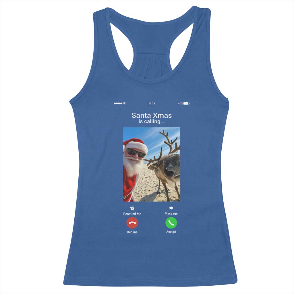 Santa Christmas Meme Racerback Tank Top Reindeer Video Call TS14 Royal Blue Print Your Wear