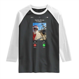 Santa Christmas Meme Raglan Shirt Reindeer Video Call TS14 Black White Print Your Wear