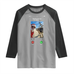 Santa Christmas Meme Raglan Shirt Reindeer Video Call TS14 Sport Gray Black Print Your Wear
