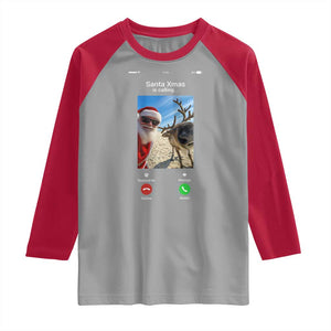 Santa Christmas Meme Raglan Shirt Reindeer Video Call TS14 Sport Gray Red Print Your Wear