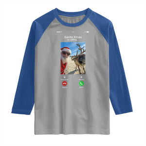 Santa Christmas Meme Raglan Shirt Reindeer Video Call TS14 Sport Gray Royal Print Your Wear