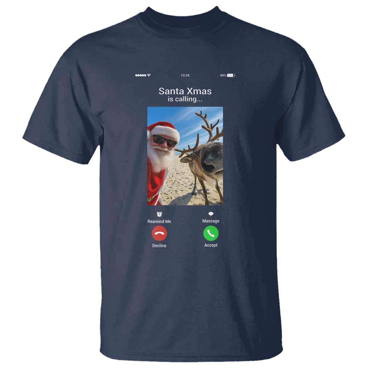 Santa Christmas Meme T Shirt Reindeer Video Call TS14 Navy Print Your Wear