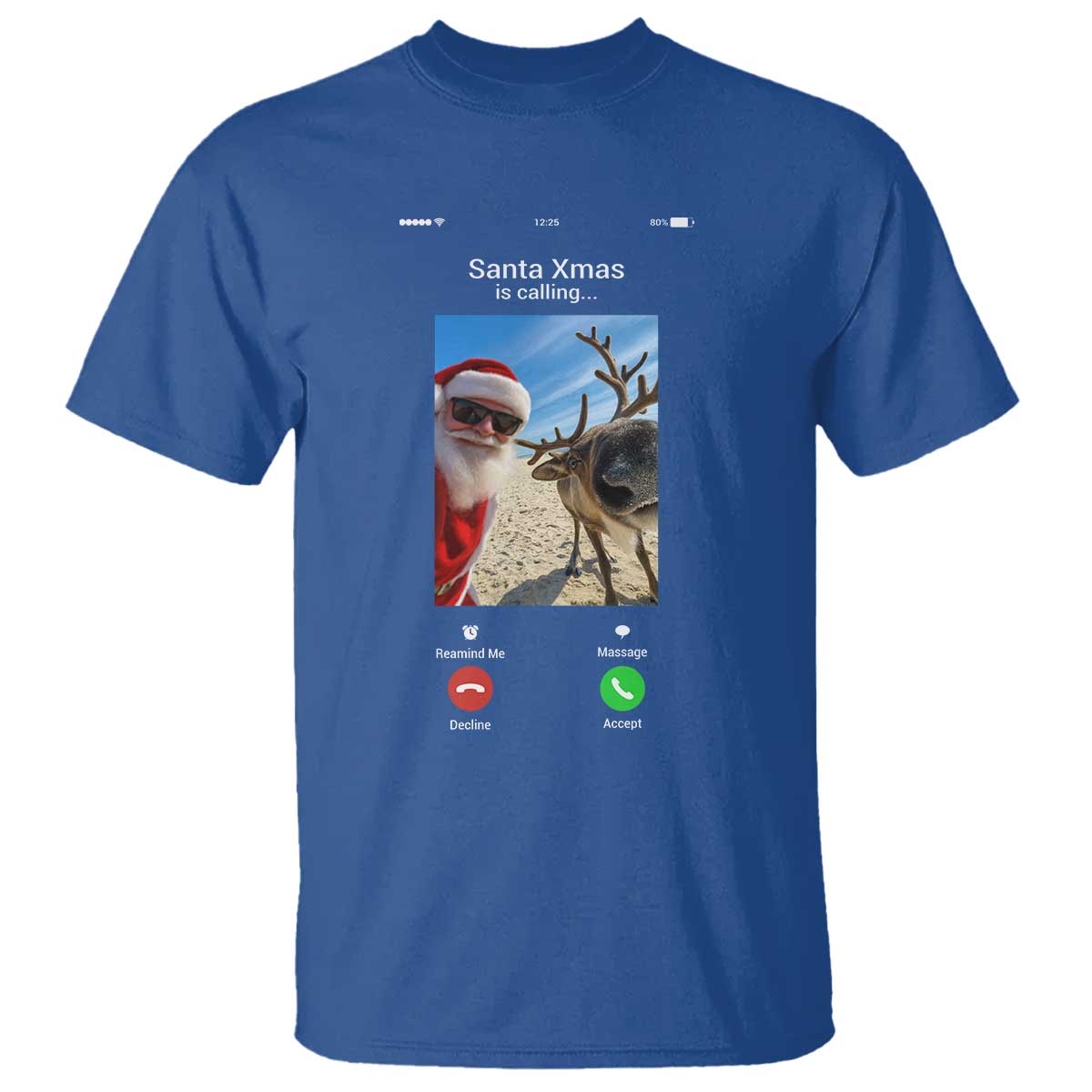 Santa Christmas Meme T Shirt Reindeer Video Call TS14 Royal Blue Print Your Wear