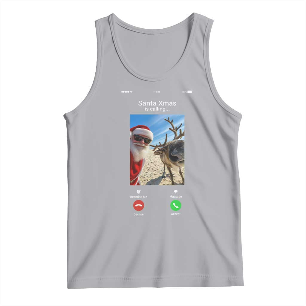 Santa Christmas Meme Tank Top Reindeer Video Call TS14 Athletic Heather Print Your Wear