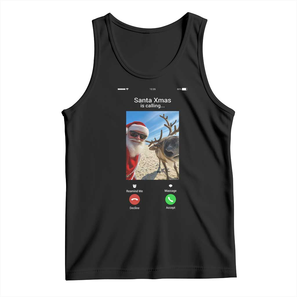 Santa Christmas Meme Tank Top Reindeer Video Call TS14 Black Print Your Wear
