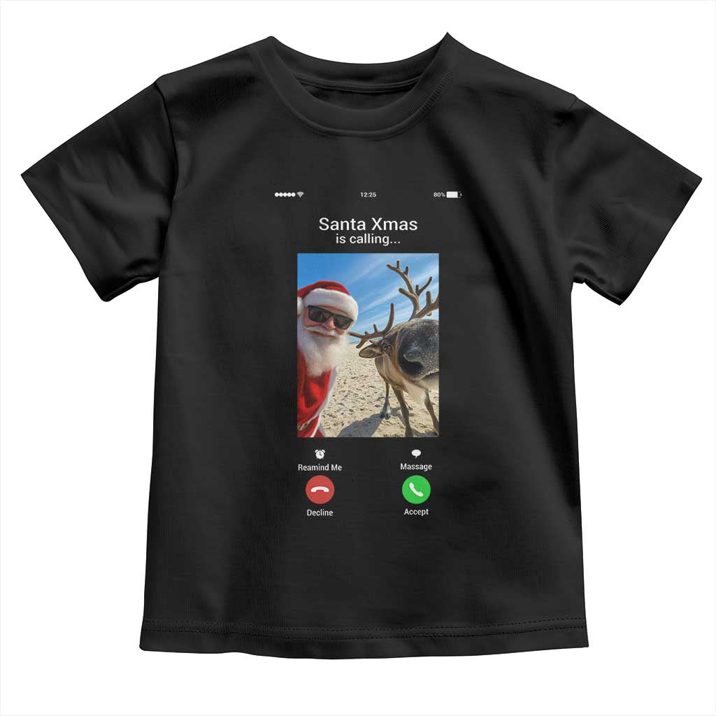 Santa Christmas Meme Toddler T Shirt Reindeer Video Call TS14 Black Print Your Wear