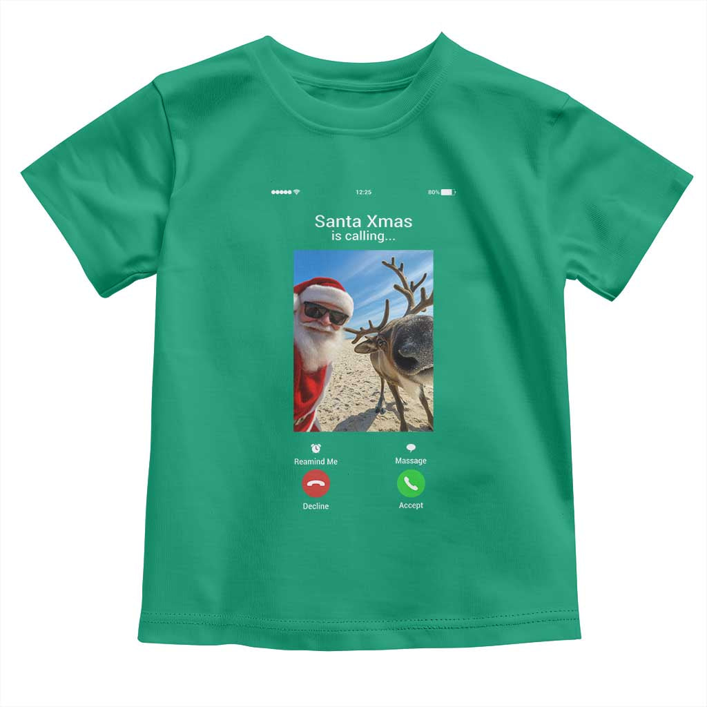 Santa Christmas Meme Toddler T Shirt Reindeer Video Call TS14 Irish Green Print Your Wear