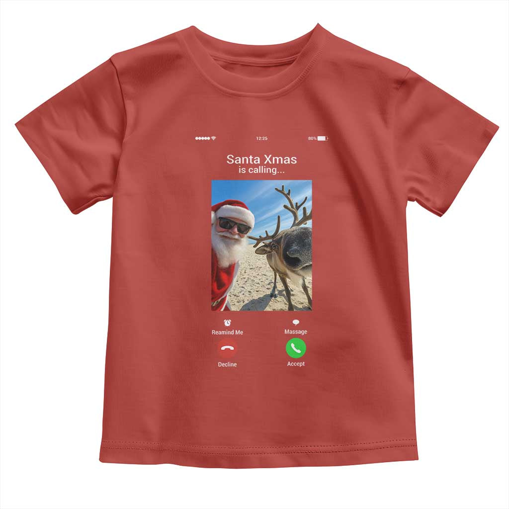 Santa Christmas Meme Toddler T Shirt Reindeer Video Call TS14 Red Print Your Wear
