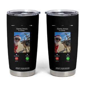 Santa Christmas Meme Tumbler Cup Reindeer Video Call TS14 Black Print Your Wear
