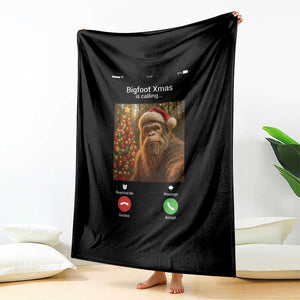 Funny Bigfoot Christmas Throw Blanket Sasquatch Video Call Meme - Print Your Wear