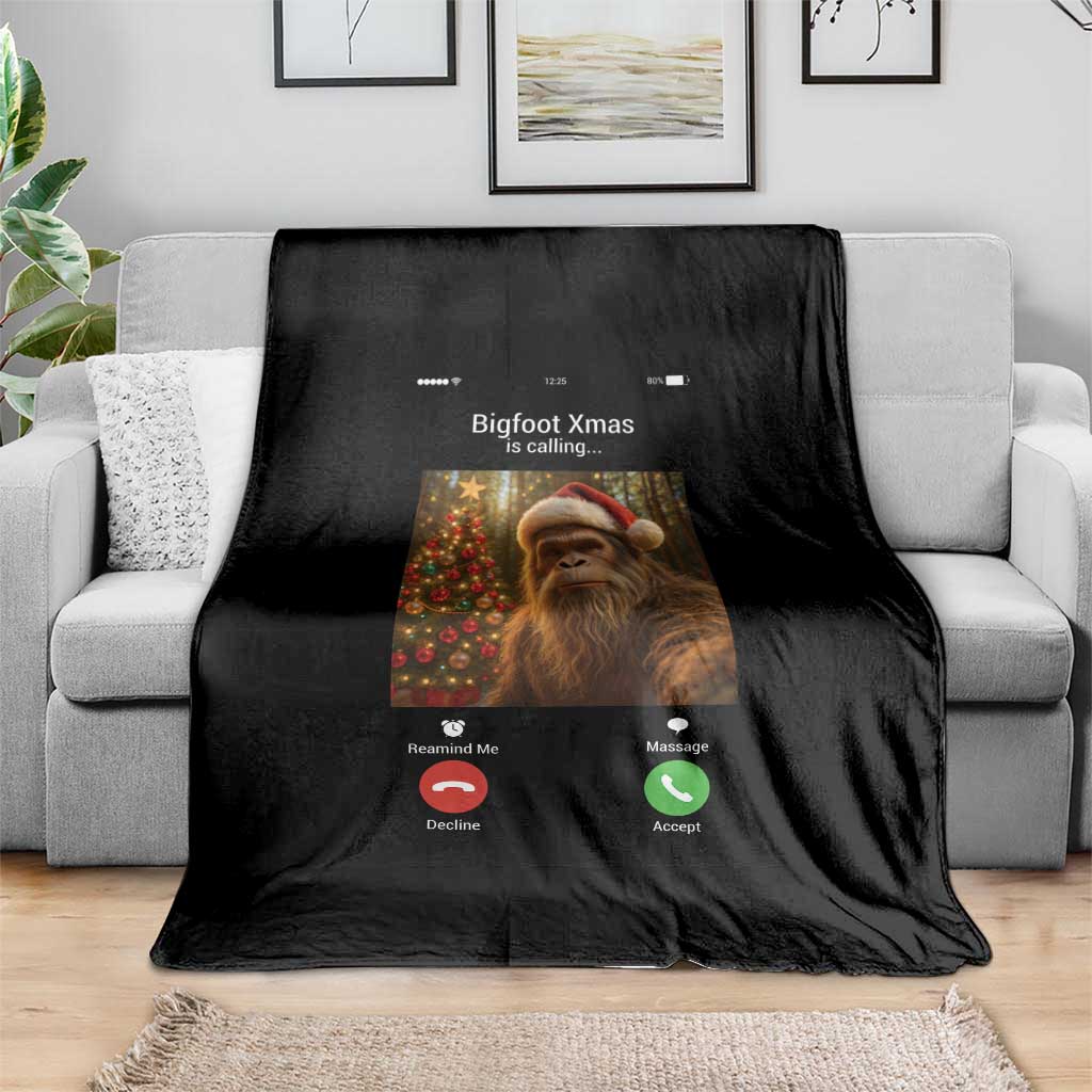 Funny Bigfoot Christmas Throw Blanket Sasquatch Video Call Meme TS14 Print Your Wear