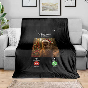 Funny Bigfoot Christmas Throw Blanket Sasquatch Video Call Meme - Print Your Wear