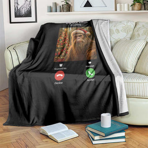 Funny Bigfoot Christmas Throw Blanket Sasquatch Video Call Meme - Print Your Wear