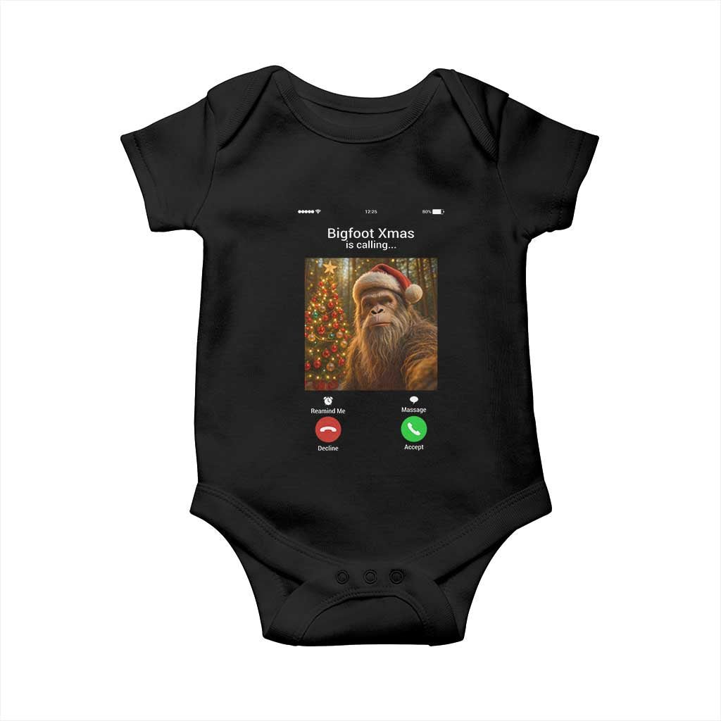 Funny Bigfoot Christmas Baby Onesie Sasquatch Video Call Meme TS14 Black Print Your Wear