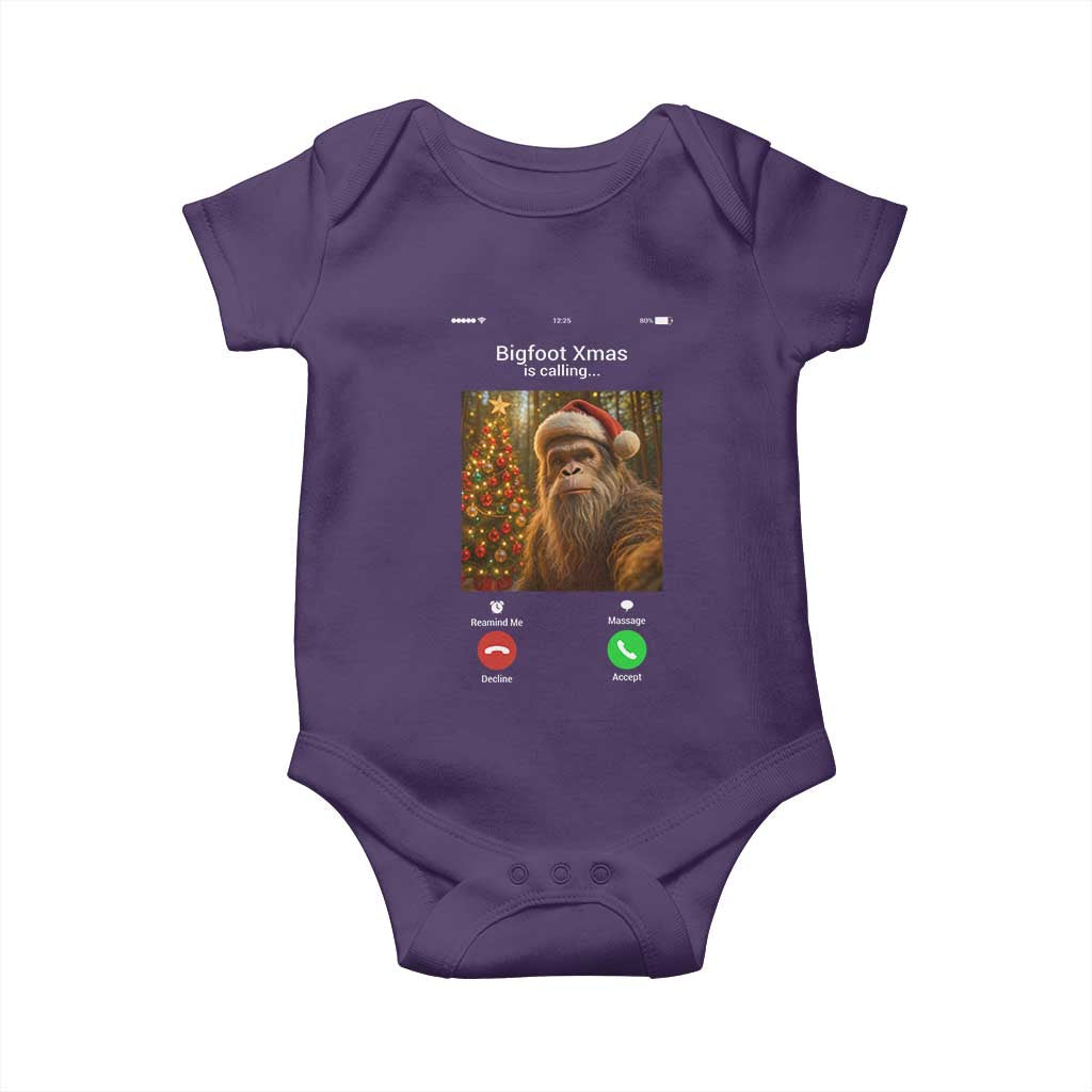 Funny Bigfoot Christmas Baby Onesie Sasquatch Video Call Meme TS14 Purple Print Your Wear