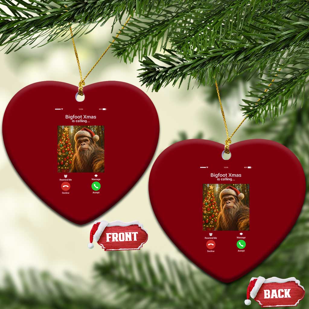 Funny Bigfoot Xmas Ceramic Ornament Sasquatch Video Call Meme TS14 Print Your Wear