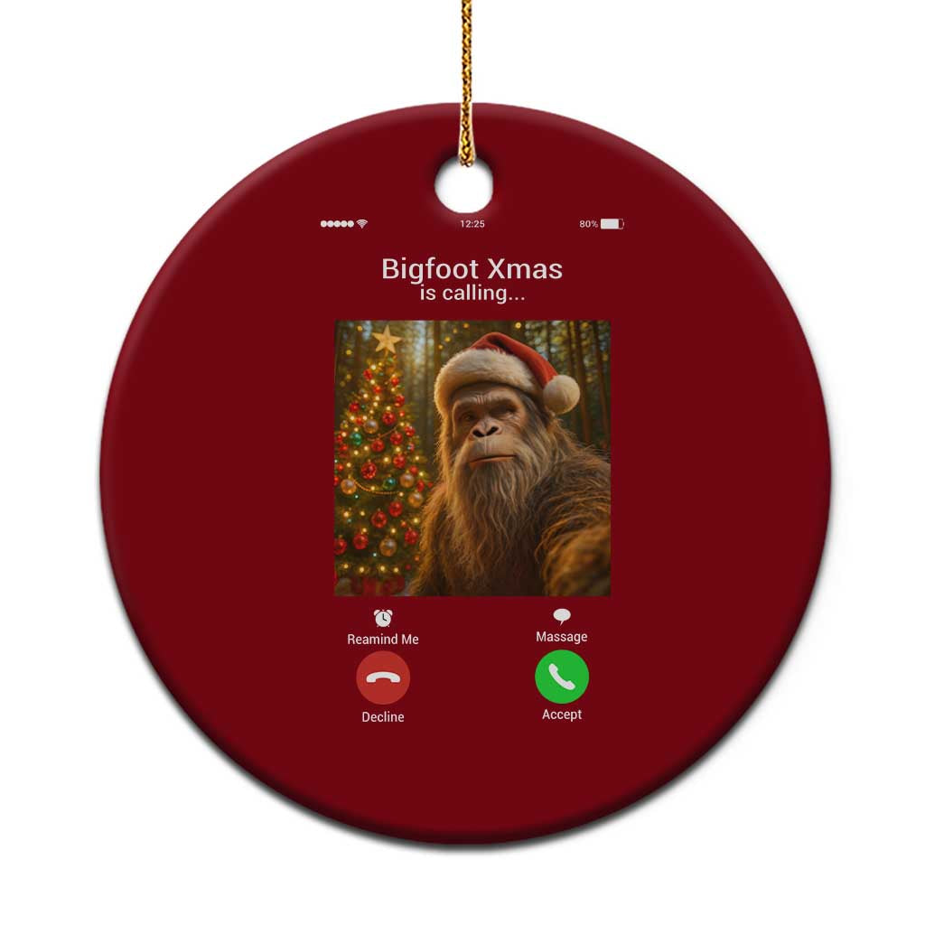 Funny Bigfoot Xmas Ceramic Ornament Sasquatch Video Call Meme TS14 1pc Red Print Your Wear