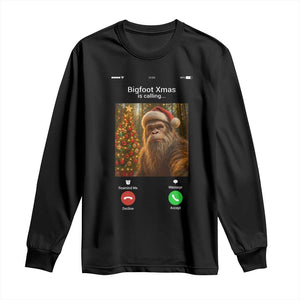 Funny Bigfoot Christmas Long Sleeve Shirt Sasquatch Video Call Meme TS14 Black Print Your Wear