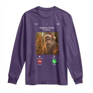 Funny Bigfoot Christmas Long Sleeve Shirt Sasquatch Video Call Meme TS14 Purple Print Your Wear