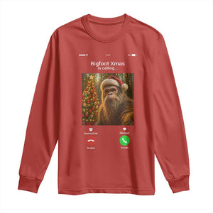 Funny Bigfoot Christmas Long Sleeve Shirt Sasquatch Video Call Meme TS14 Red Print Your Wear