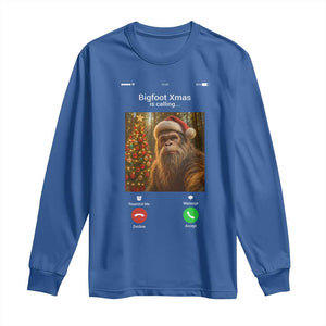 Funny Bigfoot Christmas Long Sleeve Shirt Sasquatch Video Call Meme TS14 Royal Blue Print Your Wear