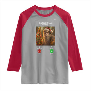 Funny Bigfoot Christmas Raglan Shirt Sasquatch Video Call Meme TS14 Sport Gray Red Print Your Wear