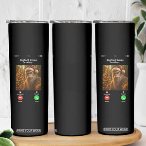 Funny Bigfoot Christmas Skinny Tumbler Sasquatch Video Call Meme - Print Your Wear