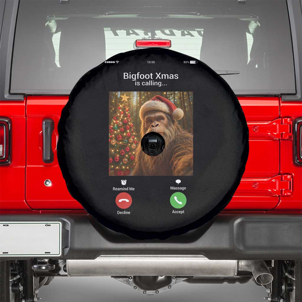Funny Bigfoot Christmas Spare Tire Cover Sasquatch Video Call Meme TS14 Black Print Your Wear