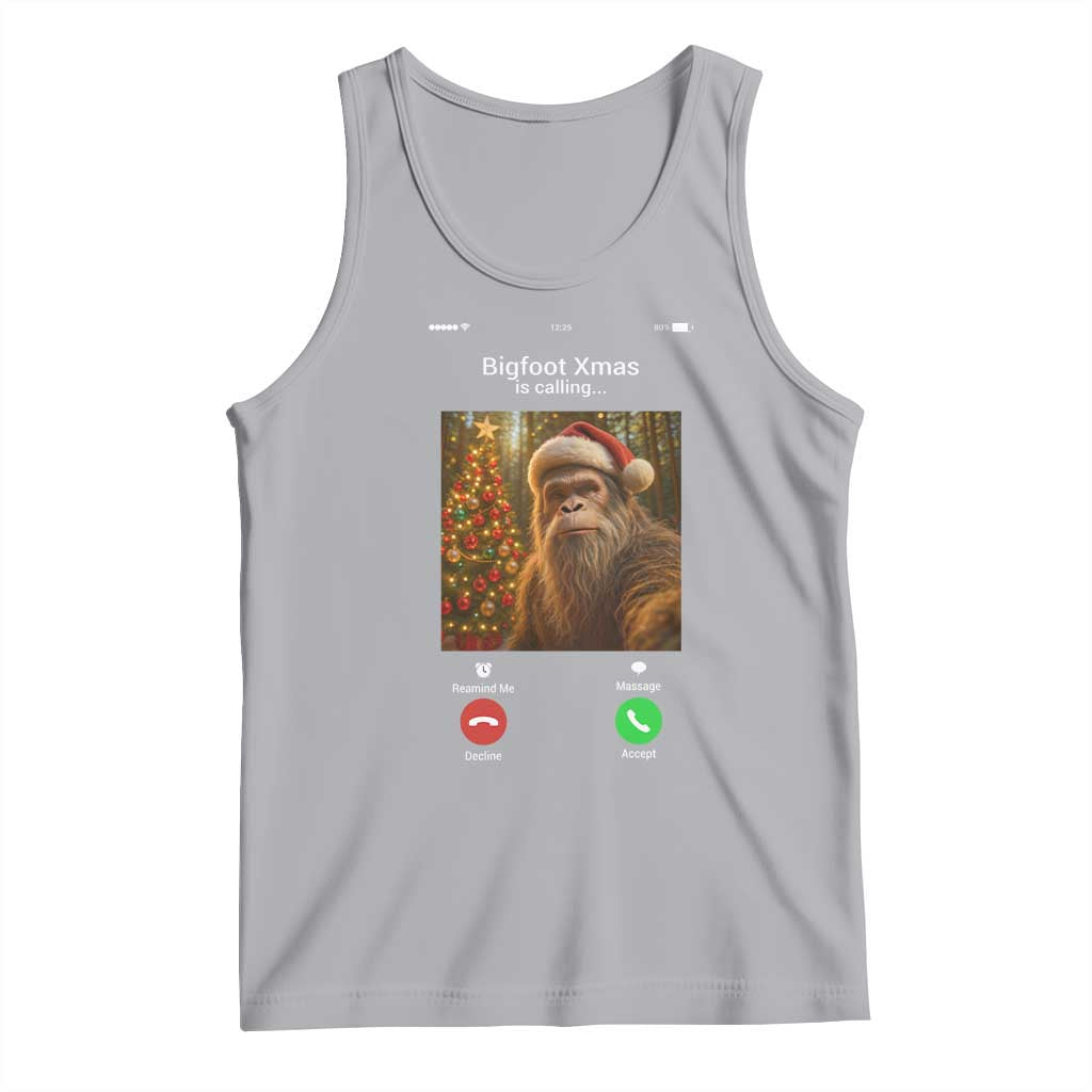Funny Bigfoot Christmas Tank Top Sasquatch Video Call Meme TS14 Athletic Heather Print Your Wear