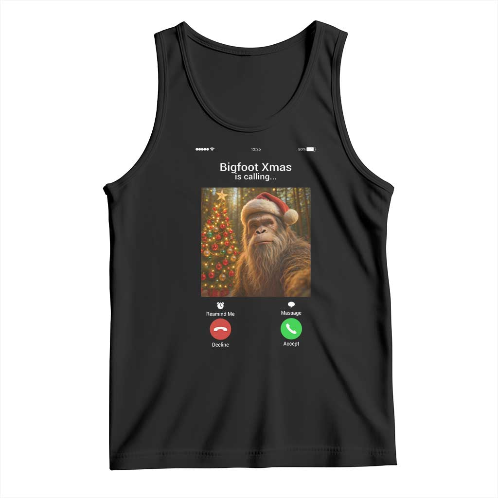 Funny Bigfoot Christmas Tank Top Sasquatch Video Call Meme TS14 Black Print Your Wear