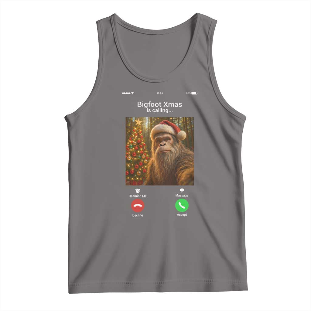 Funny Bigfoot Christmas Tank Top Sasquatch Video Call Meme TS14 Deep Heather Print Your Wear