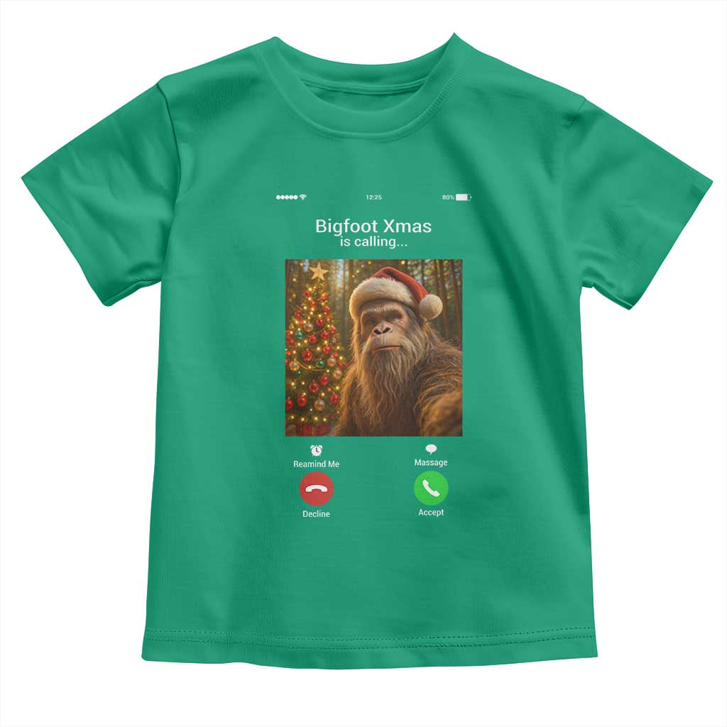 Funny Bigfoot Christmas Toddler T Shirt Sasquatch Video Call Meme TS14 Irish Green Print Your Wear