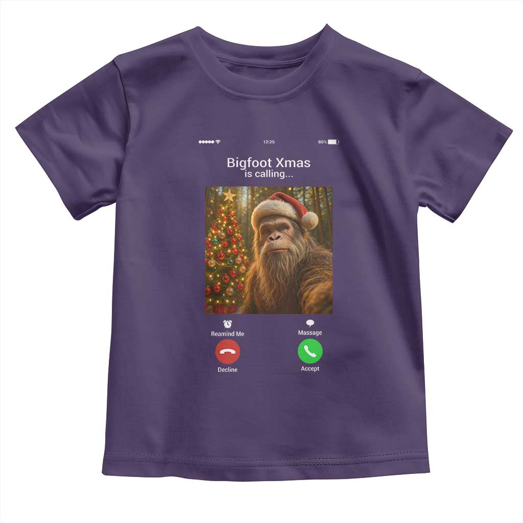 Funny Bigfoot Christmas Toddler T Shirt Sasquatch Video Call Meme TS14 Purple Print Your Wear