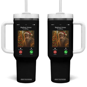 Funny Bigfoot Christmas Tumbler With Handle Sasquatch Video Call Meme TS14 One Size: 40 oz Black Print Your Wear
