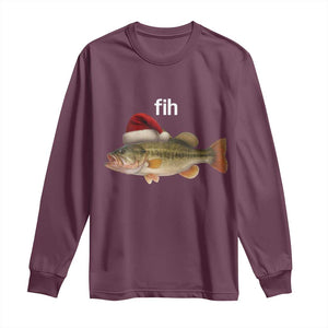 Funny Misspelled Fish Christmas Meme Long Sleeve Shirt TS14 Maroon Print Your Wear
