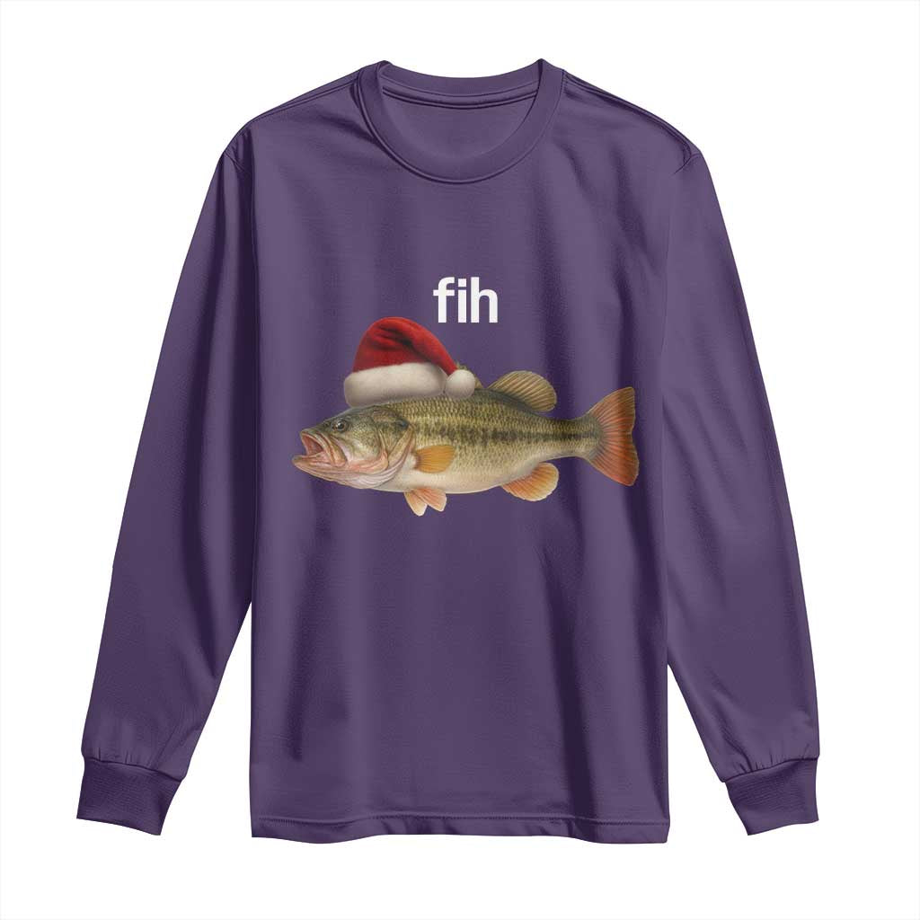 Funny Misspelled Fish Christmas Meme Long Sleeve Shirt TS14 Purple Print Your Wear
