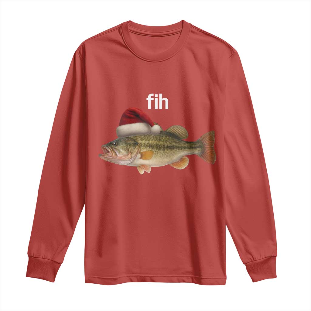 Funny Misspelled Fish Christmas Meme Long Sleeve Shirt TS14 Red Print Your Wear