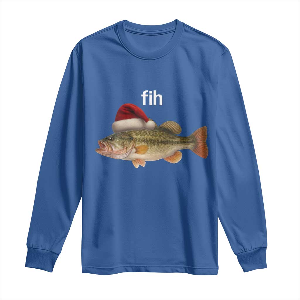 Funny Misspelled Fish Christmas Meme Long Sleeve Shirt TS14 Royal Blue Print Your Wear