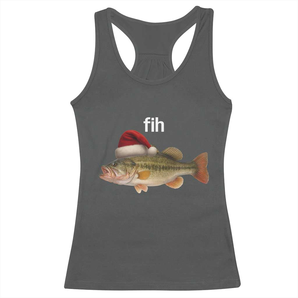 Funny Misspelled Fish Christmas Meme Racerback Tank Top TS14 Dark Heather Print Your Wear