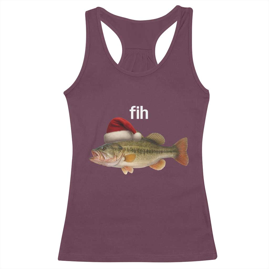 Funny Misspelled Fish Christmas Meme Racerback Tank Top TS14 Maroon Print Your Wear