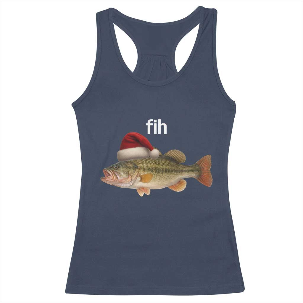 Funny Misspelled Fish Christmas Meme Racerback Tank Top TS14 Navy Print Your Wear