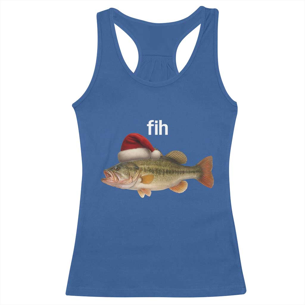 Funny Misspelled Fish Christmas Meme Racerback Tank Top TS14 Royal Blue Print Your Wear