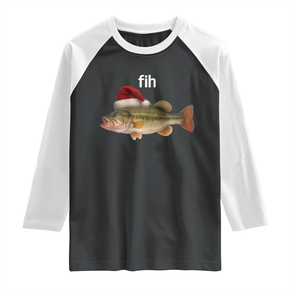 Funny Misspelled Fish Christmas Meme Raglan Shirt TS14 Black White Print Your Wear