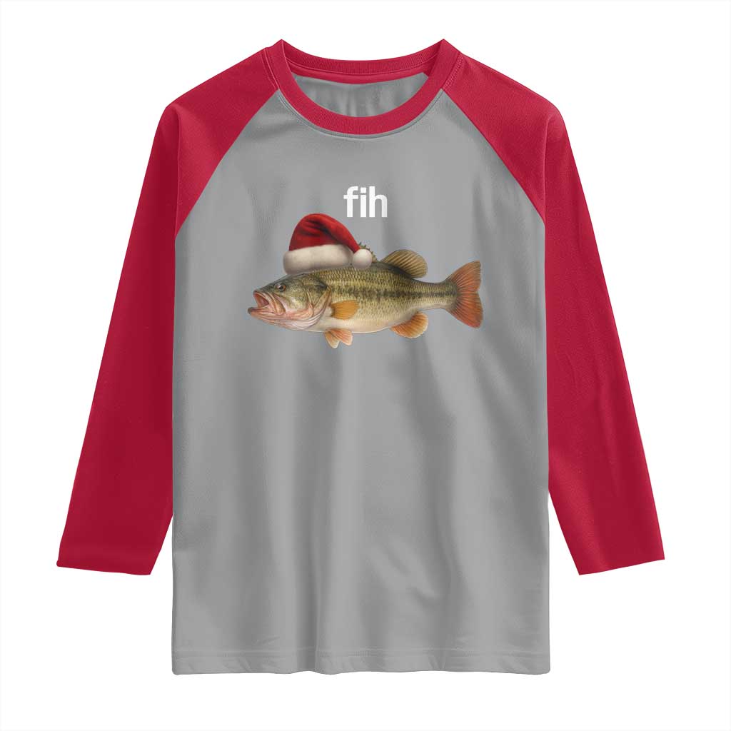 Funny Misspelled Fish Christmas Meme Raglan Shirt TS14 Sport Gray Red Print Your Wear