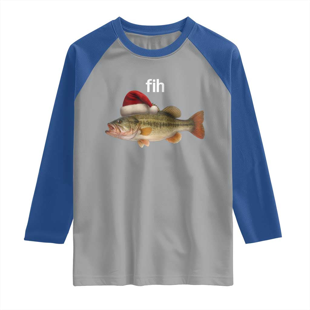 Funny Misspelled Fish Christmas Meme Raglan Shirt TS14 Sport Gray Royal Print Your Wear