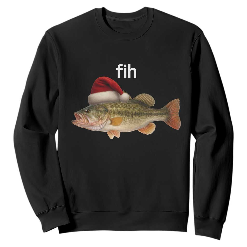 Funny Misspelled Fish Christmas Meme Sweatshirt TS14 Black Print Your Wear